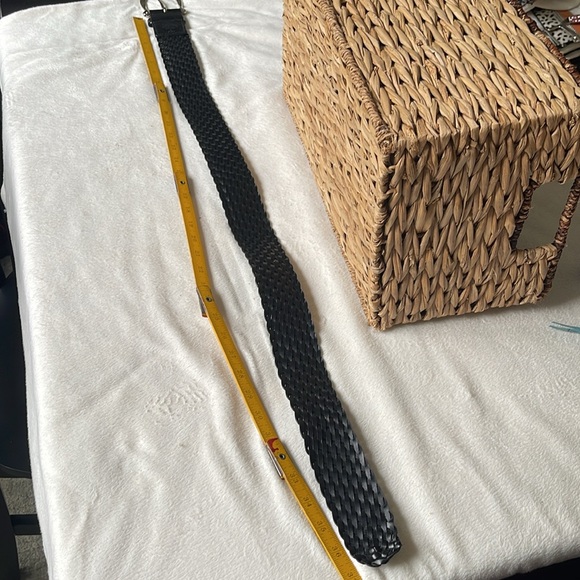 Michael Michael Kors Black Braided Wide Adjustable Belt Silver Buckle Sz Small - Picture 5 of 13